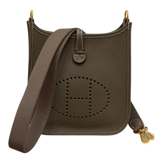 Hermés Evelyne TPM Mini Amazone 16 in Etoupe Taurillon Clemence with Gold Hardware