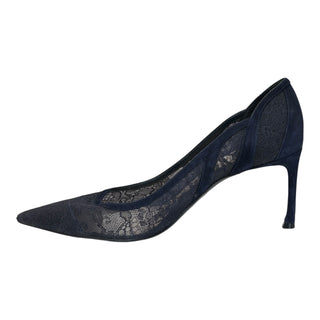 Christian Dior Navy Lace Pointed-Toe Pumps