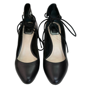Christian Dior Black Leather Lace-Up Block Heel Pumps