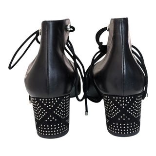 Christian Dior Black Leather Lace-Up Block Heel Pumps
