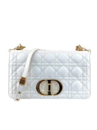 Dior Ivory Cannage Leather Caro Shoulder Bag
