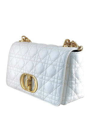 Dior Ivory Cannage Leather Caro Shoulder Bag