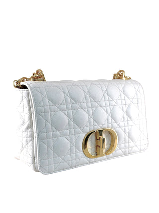 Dior Ivory Cannage Leather Caro Shoulder Bag