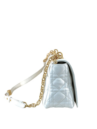 Dior Ivory Cannage Leather Caro Shoulder Bag
