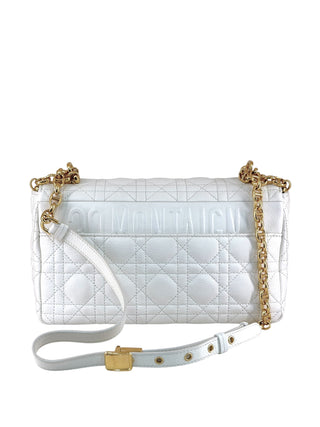 Dior Ivory Cannage Leather Caro Shoulder Bag