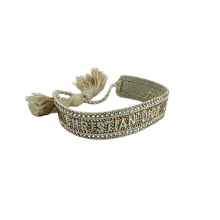 Christian Dior Beige Woven Gold Crystal Embellished Friendship Bracelet