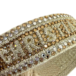 Christian Dior Beige Woven Gold Crystal Embellished Friendship Bracelet