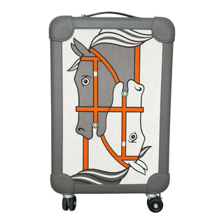 Hermès Etain Taurillon Regate & Canvas Quadrige R.M.S Cabin Suitcase with Palladium Hardware
