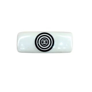 Chanel White & Black CC Logo Concentric Circle Hair Clip