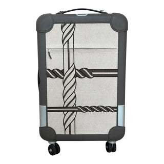Hermès Etain Taurillon Regate & Canvas Quadrige R.M.S Cabin Suitcase with Palladium Hardware