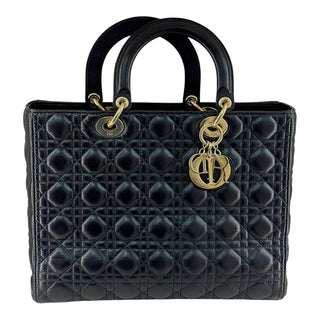Dior Black Cannage Lambskin Lady Dior Tote Bag