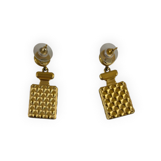 Chanel Gold-Tone Pearl & Crystal Perfume Bottle Drop Earrings
