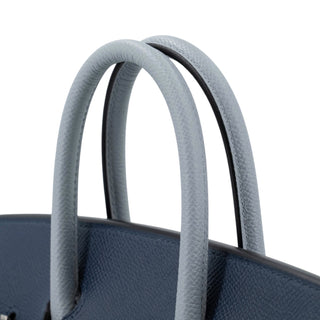 Hermès Birkin 25 Blue Tie / Gris Pantin / Blue Abysse Epsom Leather Palladium Hardware 2025