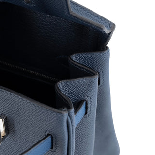 Hermès Birkin 25 Blue Tie / Gris Pantin / Blue Abysse Epsom Leather Palladium Hardware 2025