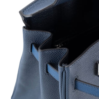 Hermès Birkin 25 Blue Tie / Gris Pantin / Blue Abysse Epsom Leather Palladium Hardware 2025