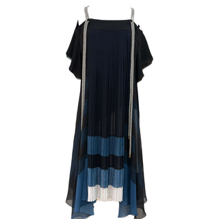 Chloé Pleated Colour-Block Midi Dress