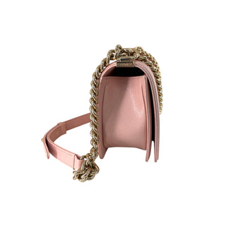 Chanel Dusty Pink Medium Quilted Caviar Leather Boy Bag with Champagne Gold Hardware