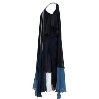 Chloé Pleated Colour-Block Midi Dress