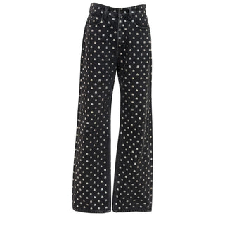 Alexander Wang Crystal Logo Wide-Leg Jeans