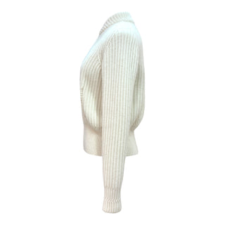 Hermès Cream Cashmere Zip-Up Collar Jumper