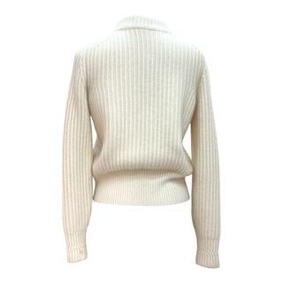 Hermès Cream Cashmere Zip-Up Collar Jumper