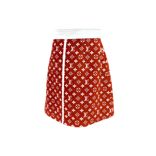 Louis Vuitton Red and White Monogram Jacquard A-Line Skirt Size 36
