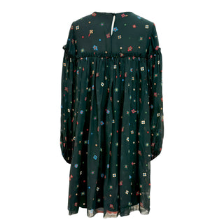 Chloé Forest Green Floral Silk Babydoll Dress