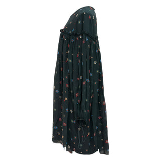 Chloé Forest Green Floral Silk Babydoll Dress