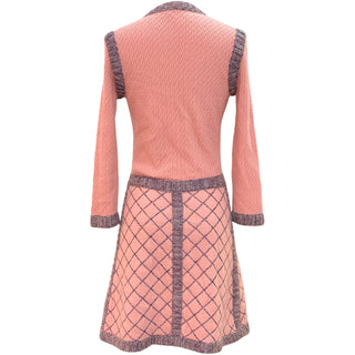 Chanel Pink Lavender Quilted Knit Cardigan Dress
