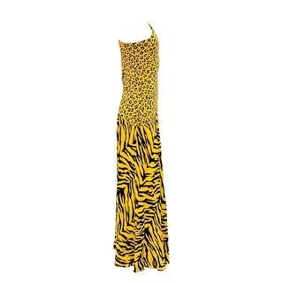 Moschino Cheap & Chic Leopard & Tiger Print One-Shoulder Silk Maxi Dress