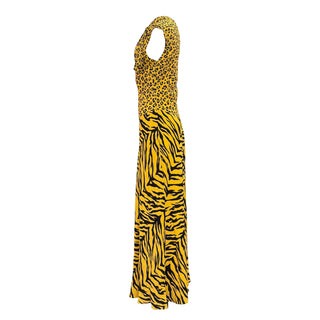 Moschino Cheap & Chic Leopard & Tiger Print One-Shoulder Silk Maxi Dress