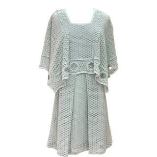 Chloé Faded Mint Guipure Lace Cape Sleeve Dress