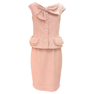 Chanel Blush Pink Tweed Bow Skirt Suit Set