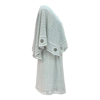 Chloé Faded Mint Guipure Lace Cape Sleeve Dress