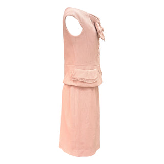 Chanel Blush Pink Tweed Bow Skirt Suit Set