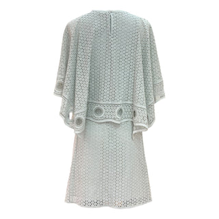 Chloé Faded Mint Guipure Lace Cape Sleeve Dress