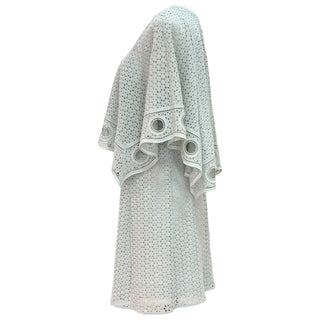 Chloé Faded Mint Guipure Lace Cape Sleeve Dress