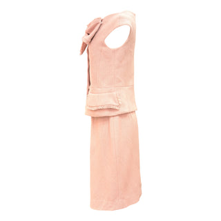 Chanel Blush Pink Tweed Bow Skirt Suit Set