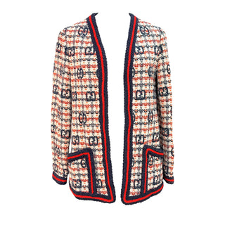 Gucci GG Logo Tweed Longline Cardigan Jacket