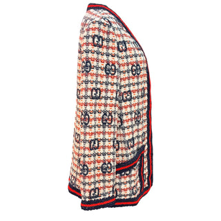 Gucci GG Logo Tweed Longline Cardigan Jacket