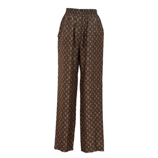 Louis Vuitton Brown Monogram Silk Wide-Leg Trousers