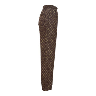 Louis Vuitton Brown Monogram Silk Wide-Leg Trousers