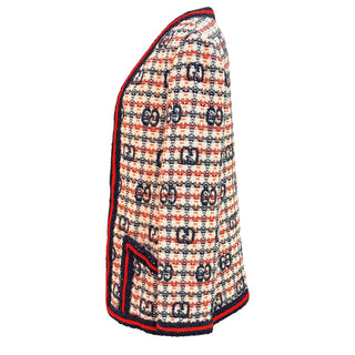 Gucci GG Logo Tweed Longline Cardigan Jacket