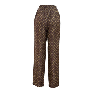 Louis Vuitton Brown Monogram Silk Wide-Leg Trousers