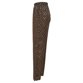 Louis Vuitton Brown Monogram Silk Wide-Leg Trousers