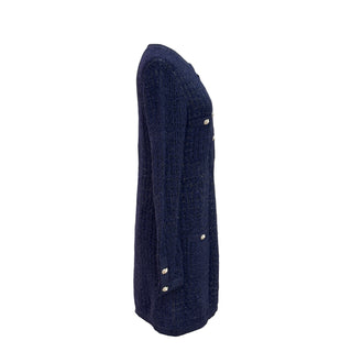 Chanel Navy Metallic Tweed Knit Dress
