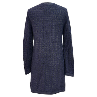 Chanel Navy Metallic Tweed Knit Dress
