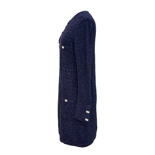 Chanel Navy Metallic Tweed Knit Dress