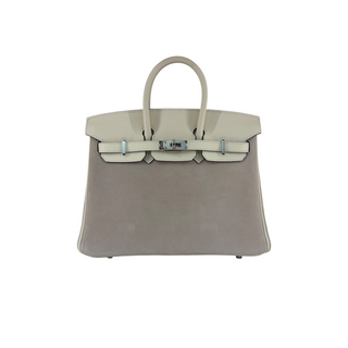 Hermès Grey and Cream Two-Tone Suede Birkin 25 Bag