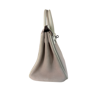 Hermès Grey and Cream Two-Tone Suede Birkin 25 Bag